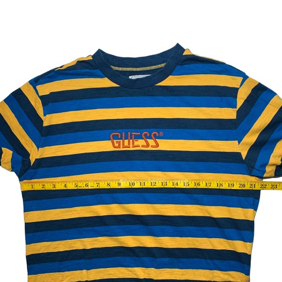 Vintage Guess | Men | 90s Crew Neck Embroidered Stripe Tee | Size Medium - Picture 4 of 10